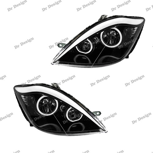 چراغ جلو اسپرت تیبا 1 و 2 طرح انگری سفید داخل مشکی