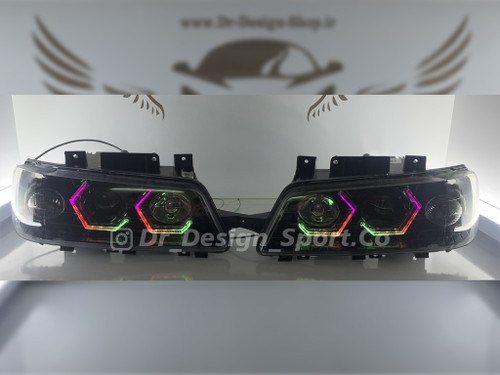 چراغ جلو اسپرت پژو 206 طرح انگری فولکالر داخل مشکی