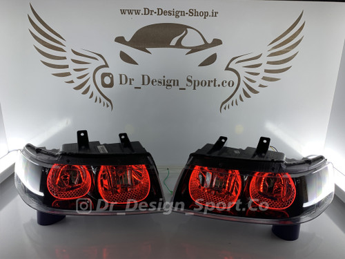 چراغ جلو اسپرت سمند طرح یو قرمز داخل مشکی