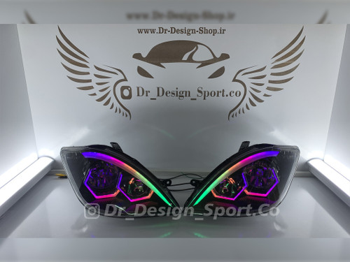 چراغ جلو اسپرت تیبا طرح هگزا فولکالر داخل مشکی