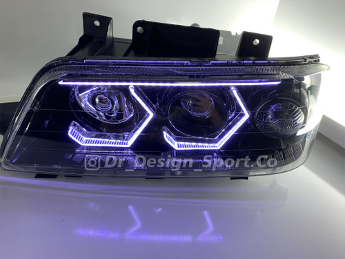 چراغ جلو اسپرت 405 طرح هگزا سه بعدی سفید داخل مشکی